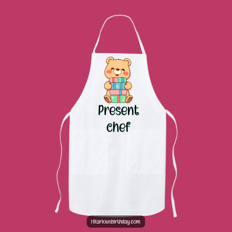 Funny Bear Balancing Presents Apron: Joyful Gift Accessory for Cooking