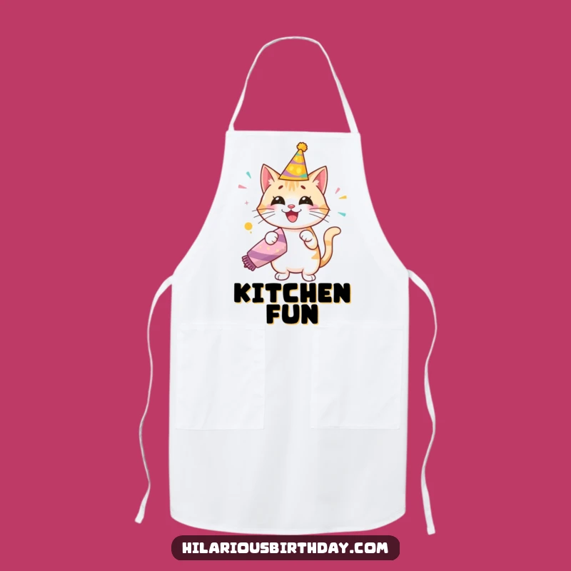 Funny Birthday Cat Apron: Cook Up Fun with This Festive Party Popper Design