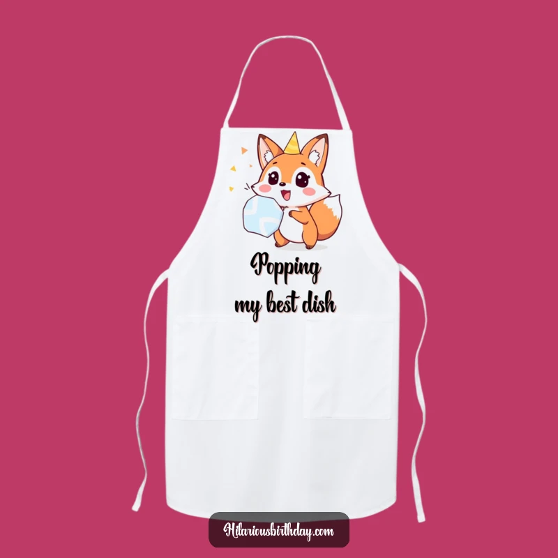 Funny Fox Party Popper Apron: Surprise Kitchen Wear for a Hilarious Gift