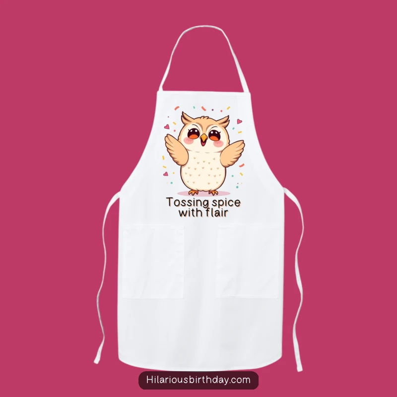 Funny Kawaii Owl Confetti Apron - Kitchen Party Fun Gift
