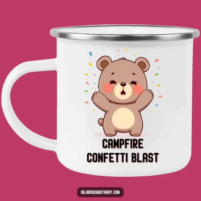 Funny Kawaii Bear Camping Mug: Confetti Adventures!, Your Essential Funny Gift!