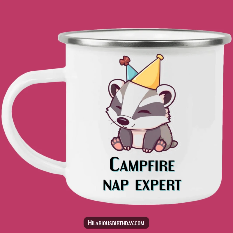 Funny Sleepy Badger Camping Mug: Adventure with Calm - Outdoor Gift