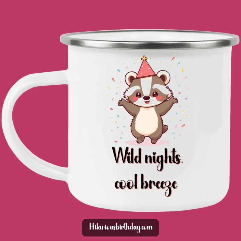 Funny Badger Dancing Camping Mug: Sparkly Outdoor Sipper, Perfect Party Gift