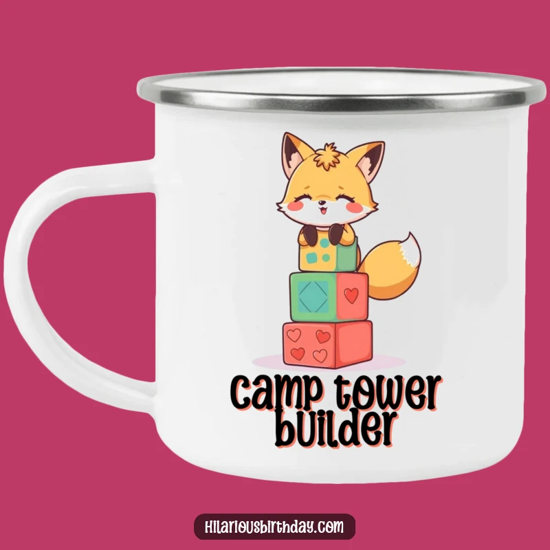 Funny Fox Party Blocks Camping Mug: Playful Drinkware for Adventures