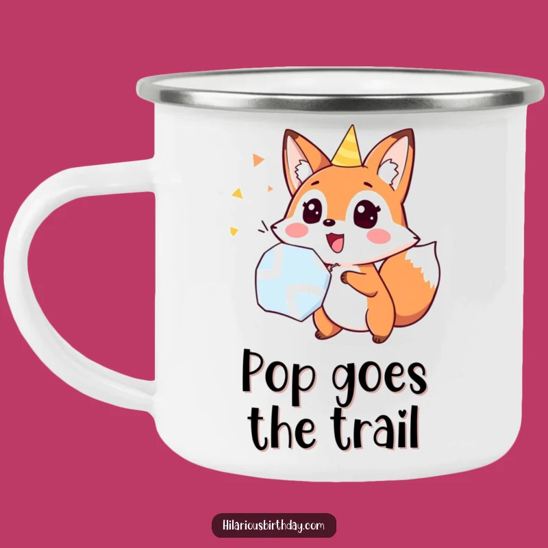 Funny Fox Party Popper Camping Mug: Surprise Outdoor Fun for a Hilarious Gift