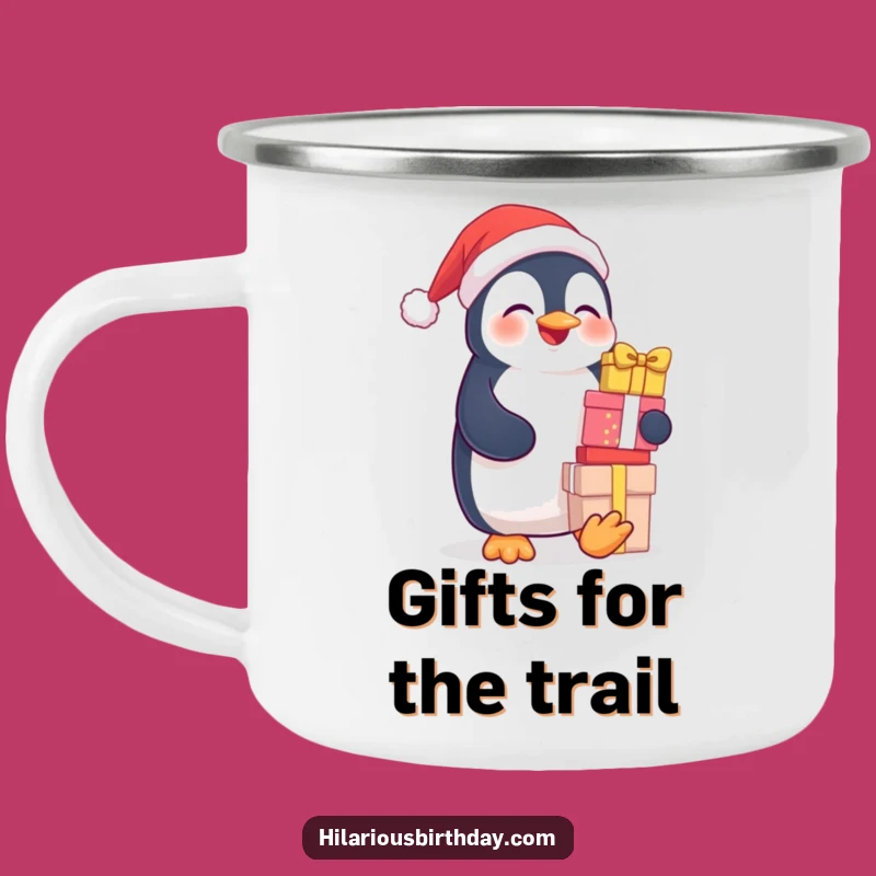 Funny Penguin Camping Mug: Giggling Gifts Outdoor Cup, Humorous Adventure Drinkware