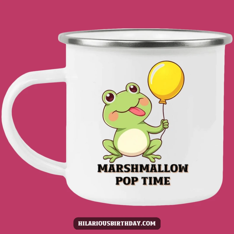 Funny Frog Balloon Pop Camping Mug: Trailside Fun, Rugged & Humorous!