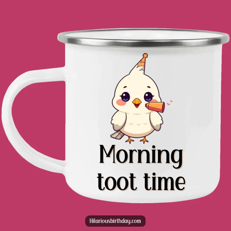 Funny Bird Party Blower Camping Mug: Trailside Toot, Rugged & Fun!