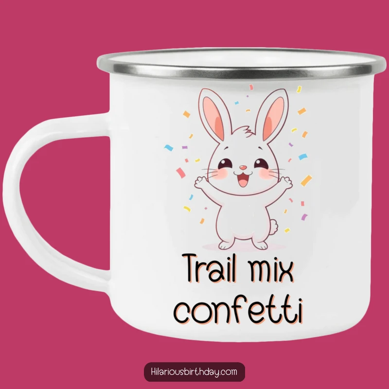 Funny Rabbit Confetti Camping Mug: Cheerful Outdoor Fun for a Hilarious Gift