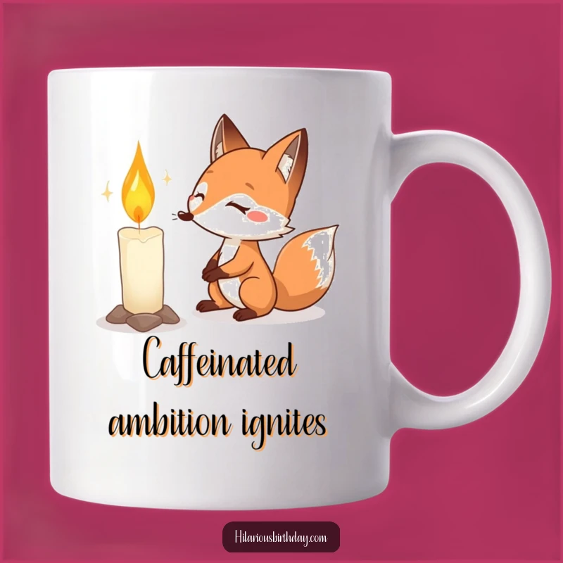 Funny Fox Birthday Mug: Determined Animal Blowing Candle, Perfect Funny Gift!