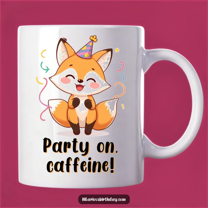 Funny Fox Party Twirl Mug: A Cheerful Character Funny Gift for Celebrations