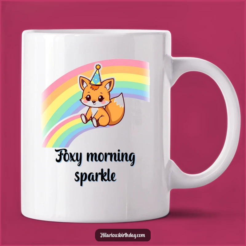 Funny Fox Rainbow Slide Mug: Kawaii Adventure, Joyful & Humorous Gift!