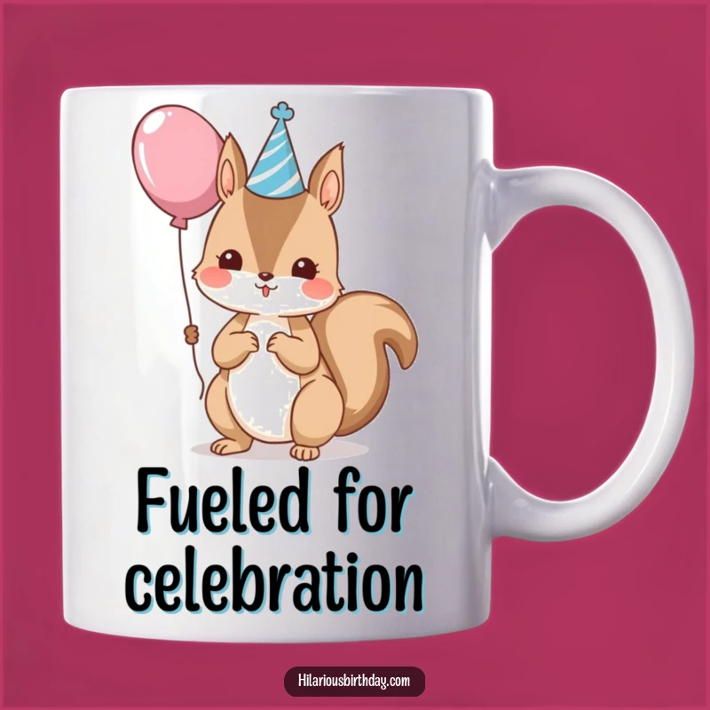 Funny Kawaii Squirrel Party Hat Mug - Joyful Balloon Gift Idea