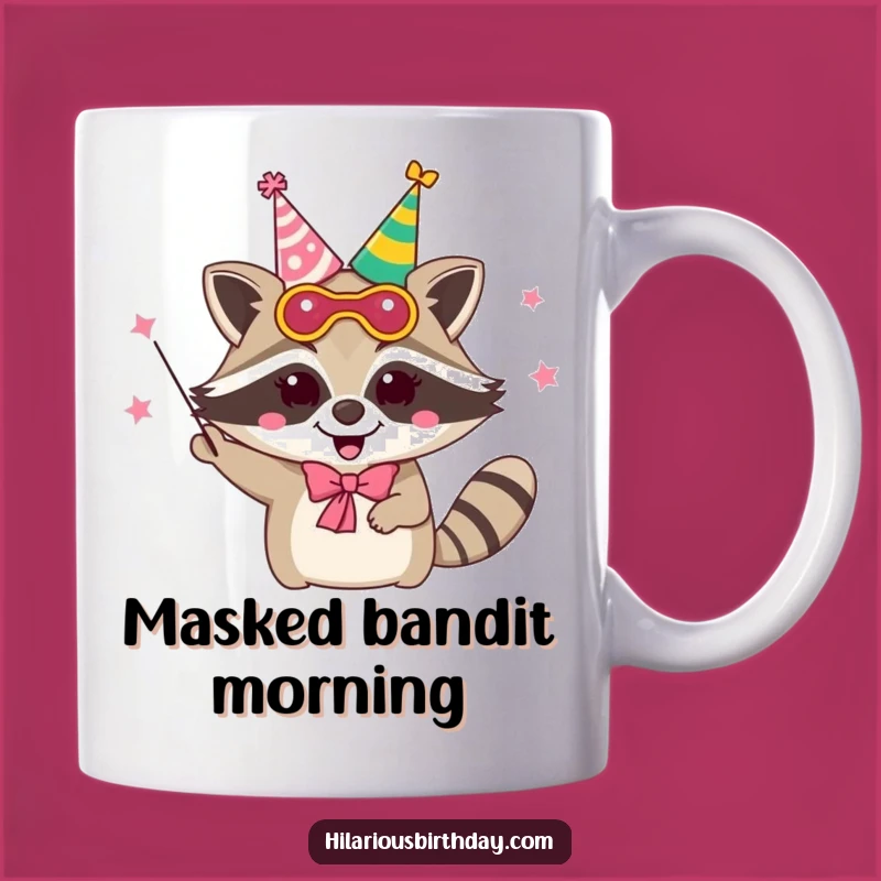 Funny Raccoon Mug: Delighted Juggler with Mask - Perfect Gift!