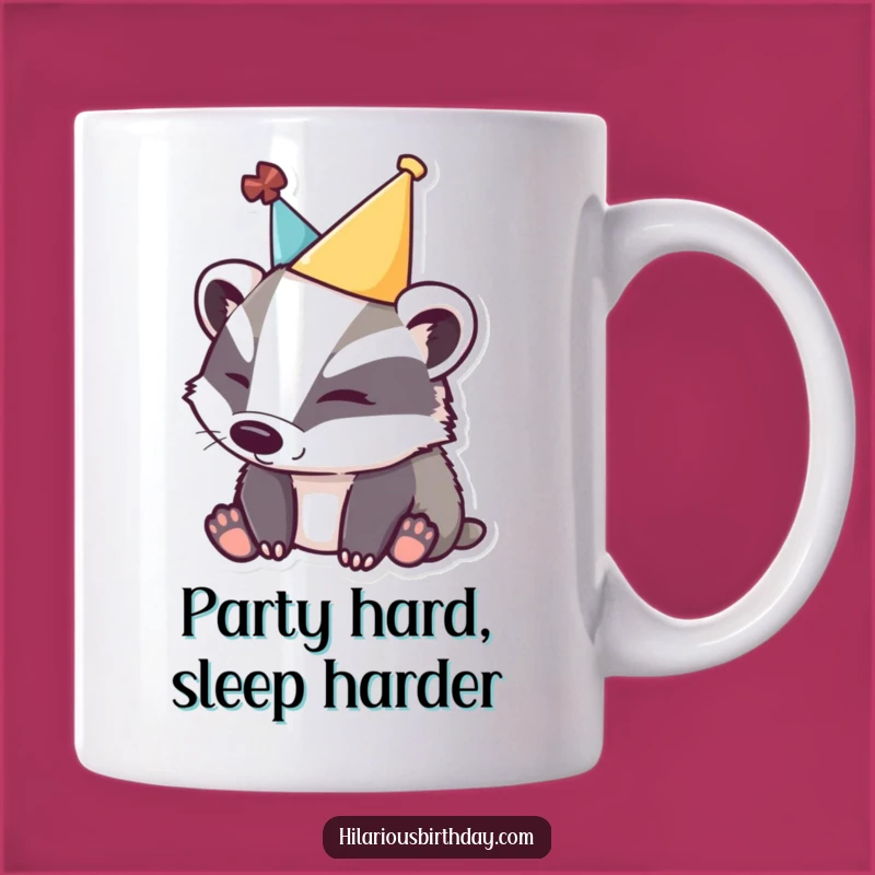 Funny Sleepy Badger Party Mug: Cozy Humor & Perfect Gift