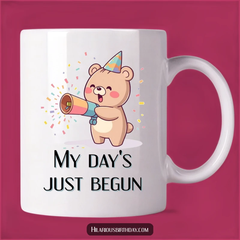 Kawaii Bear Party Cannon Funny Mug Gift: Celebrate Joyfully!