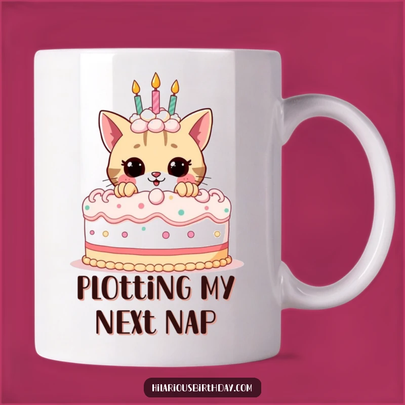 Funny Birthday Cat Mug: Playful Kitty Peeking, Perfect Funny Gift for Cat Lovers