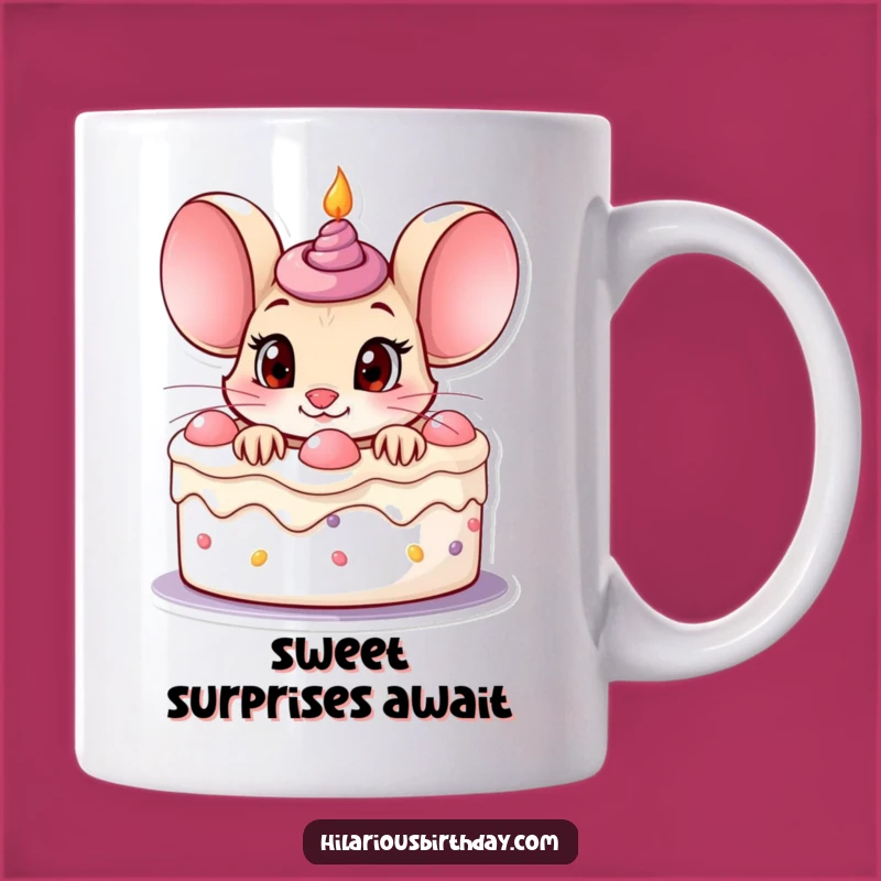 Funny Mouse Birthday Mug: Curious Cake Peek - Perfect Gift!
