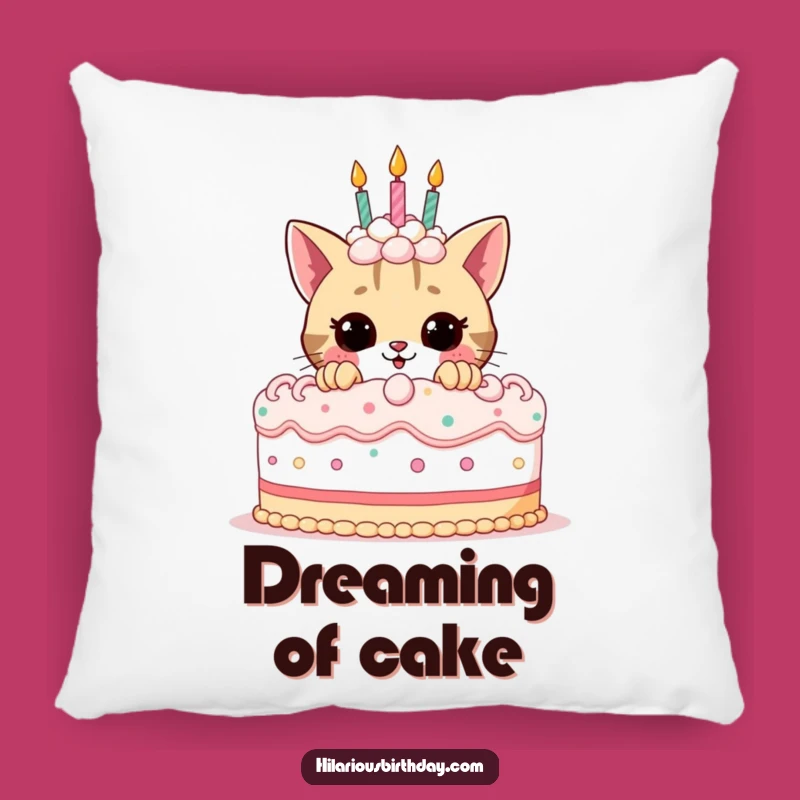 Funny Birthday Cat Pillow: Soft & Playful Kitty Accent, Sweet Funny Gift
