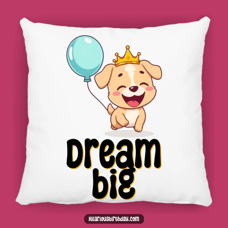 Funny Dog Crown Pillow: Cozy Comfort with Giggling Balloon Chasing Pup