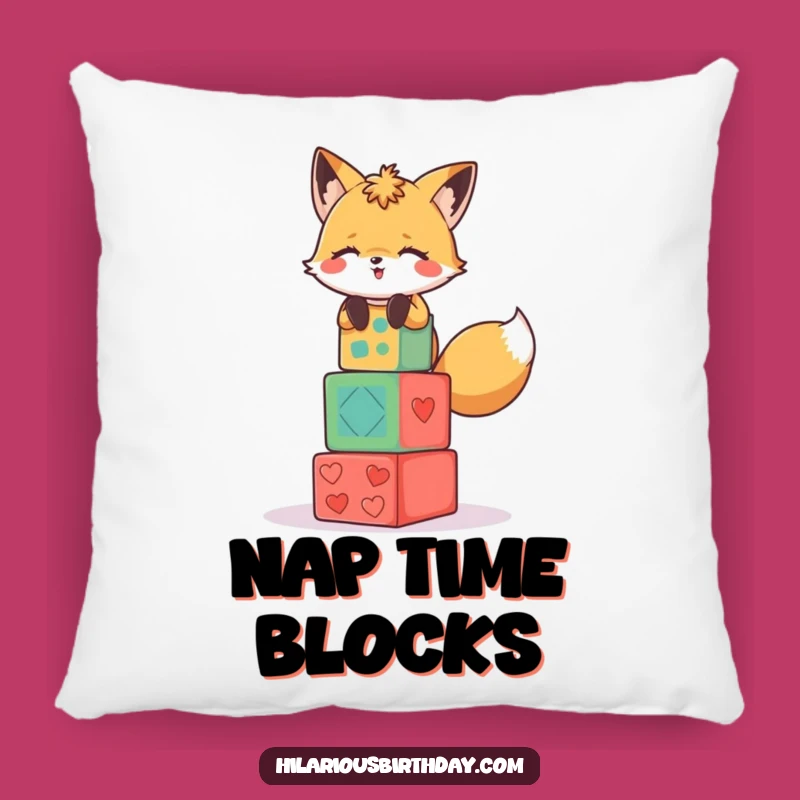Funny Fox Party Blocks Pillow: Cozy Comfort for Playful Souls
