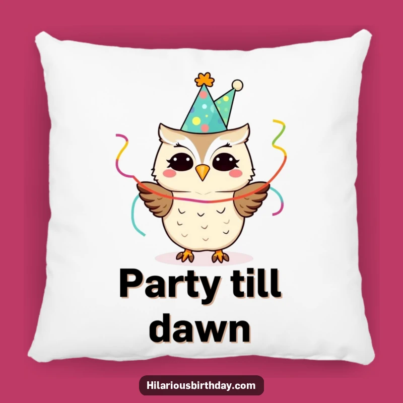 Funny Owl Party Pillow: Cozy Festive Accent for a Hilarious Gift
