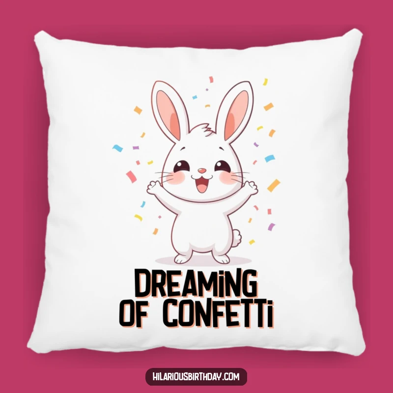 Funny Rabbit Confetti Pillow: Cozy Cheer for a Hilarious Gift