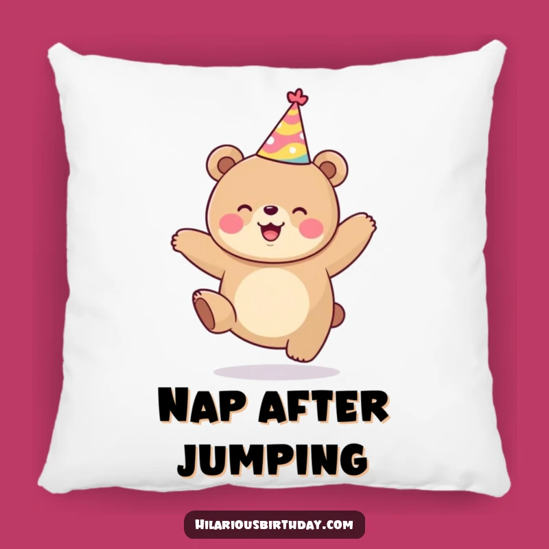 Cute Funny Kawaii Bear Pillow - Joyful Jumping Comfort Gift Idea