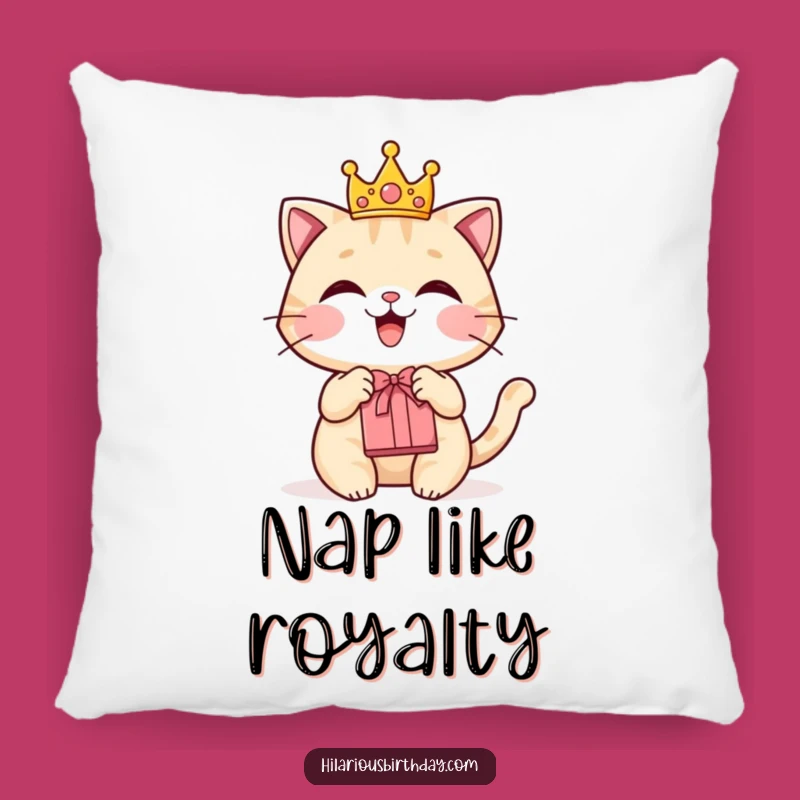 Funny Cat Crown Gift Pillow: Cozy Comfort with Royal Charm