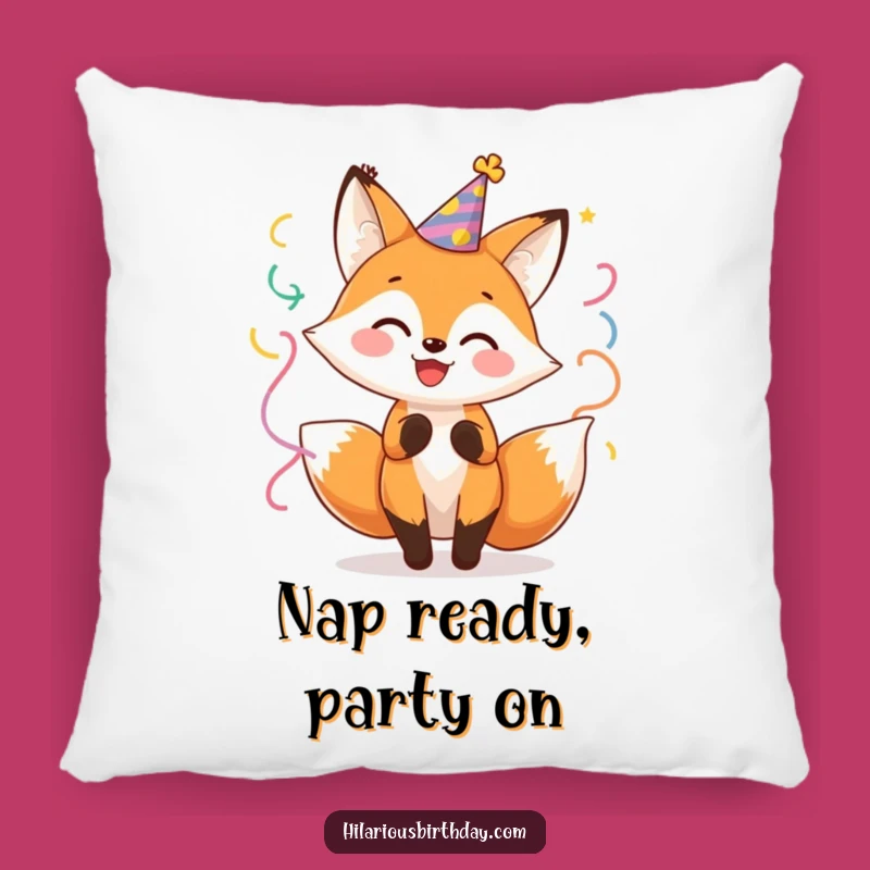 Funny Fox Party Pillow: Cozy Up with this Cheerful Character's Festive Fun