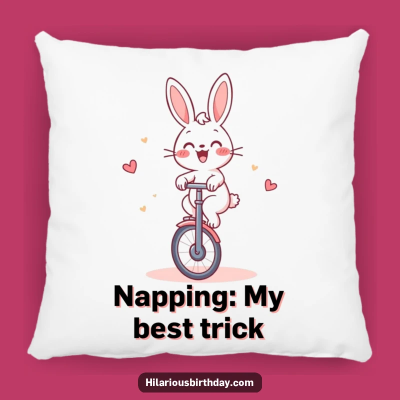 Funny Rabbit Unicycle Cake Pillow: Cozy Comfort and Hilarious Birthday Decor