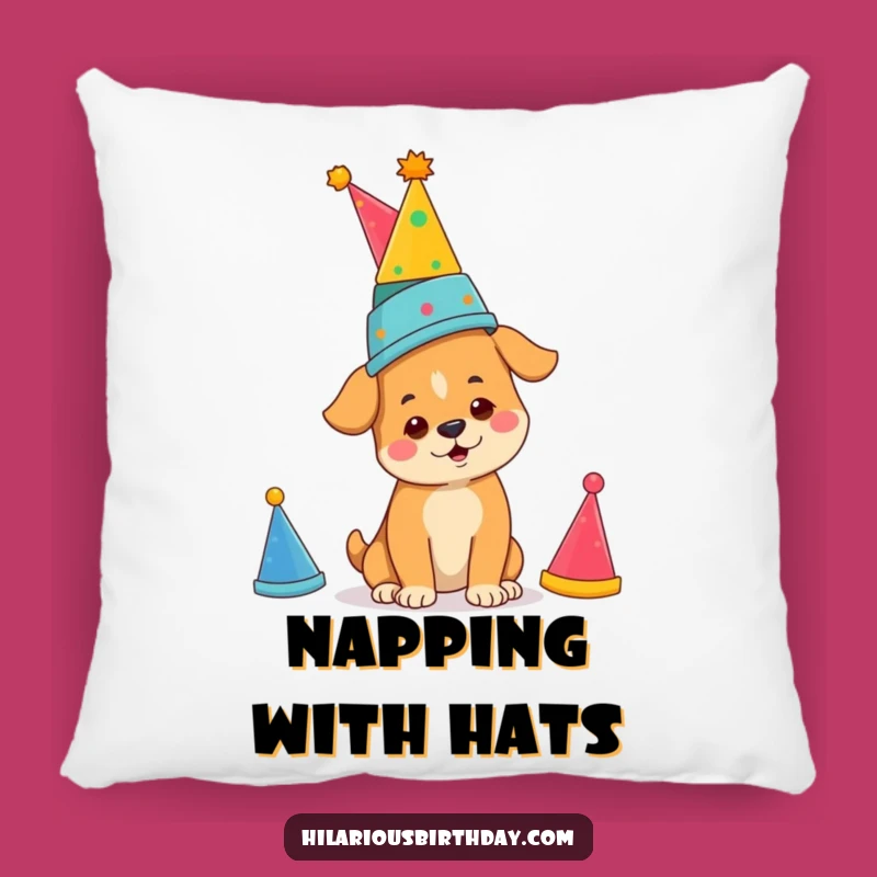 Funny Dog Party Hat Pillow: Cozy Focus for a Hilarious Gift