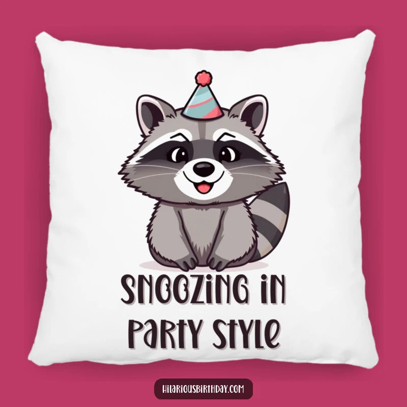 Funny Raccoon Party Pillow: Cozy Silly Hat Cushion, Perfect Funny Gift!