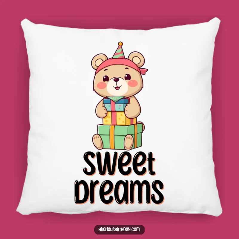 Funny Bear Birthday Pillow: Cozy Cuddles with Gift Stacking Bear