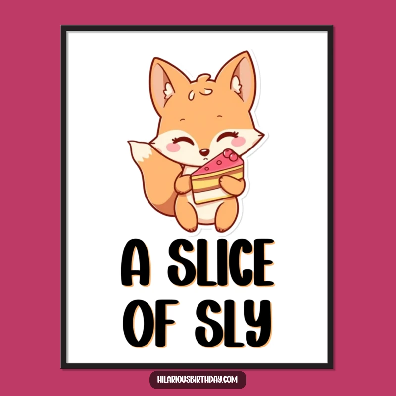 Funny Winking Fox Digital Art: Cake and Cunning for Instant Art, a Great Gift