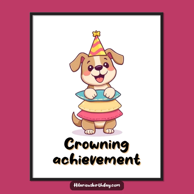 Funny Dog Party Hats Digital Art: Balancing Pup - Instant Funny Gift Download