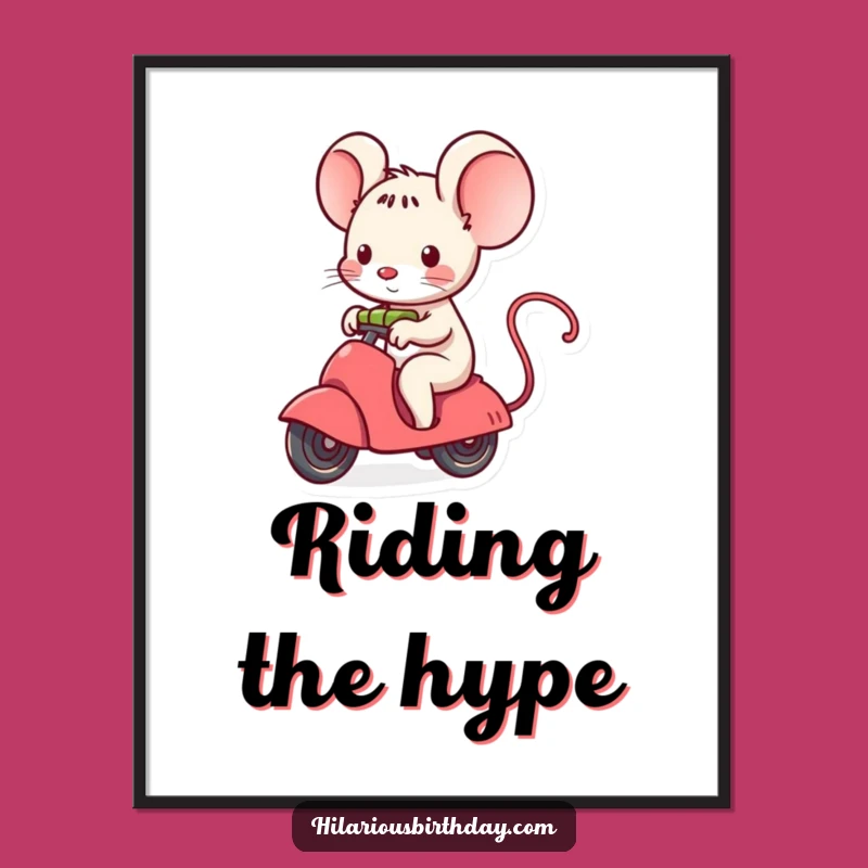 Digital Kawaii Mouse Gift Art Print: Instant Adventure!