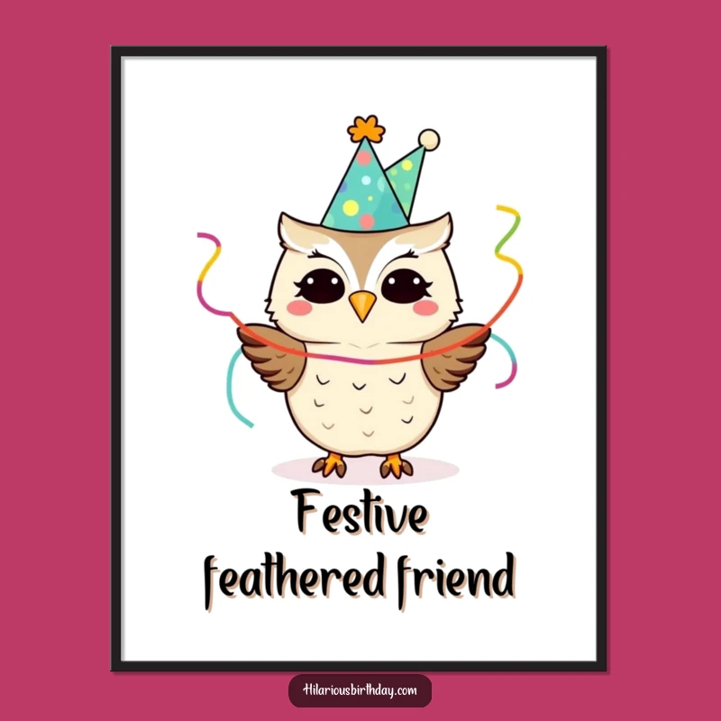 Funny Owl Party Digital Art: Festive Decor for a Hilarious Gift
