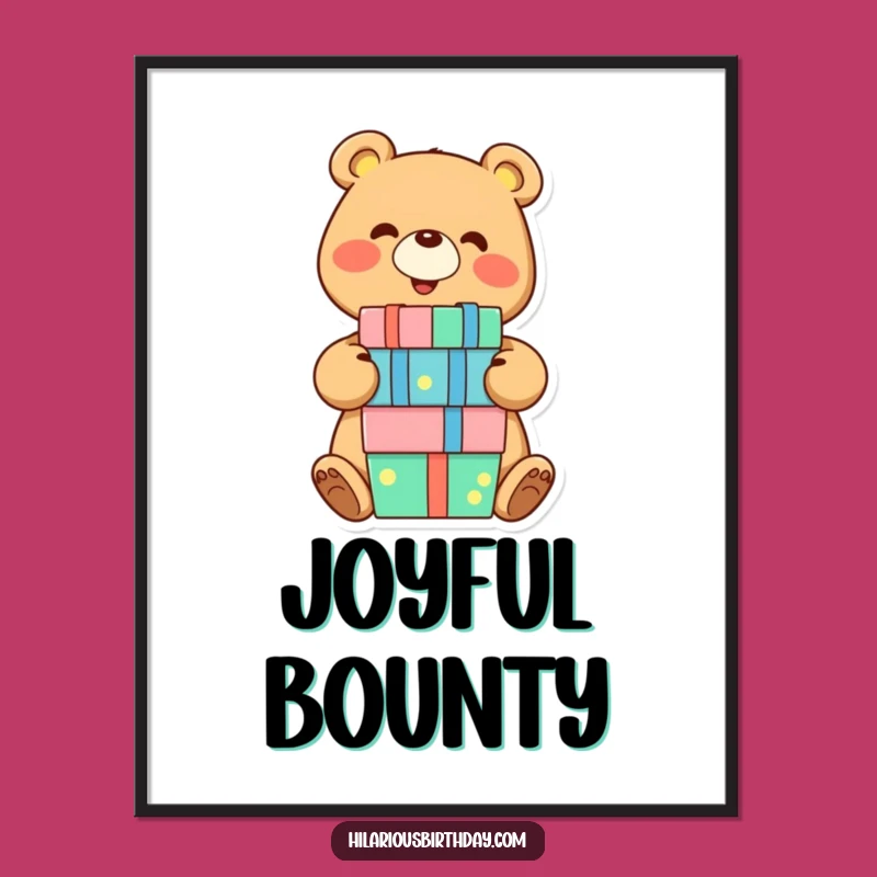 Funny Bear Balancing Presents Digital Art: Joyful Gift Printable Decor