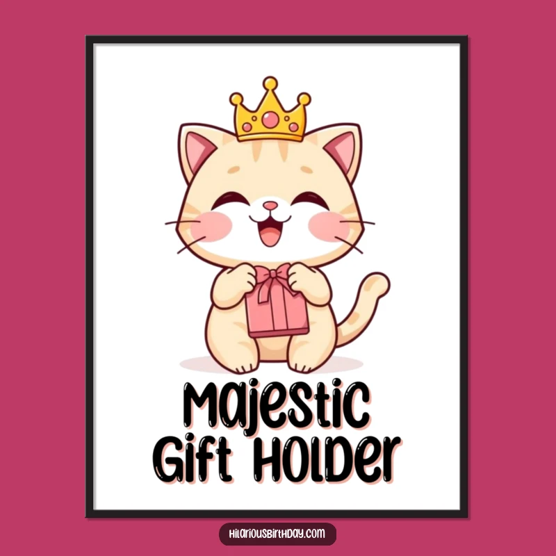 Funny Cat Crown Gift Digital Print: Regal Art for Cat Lovers