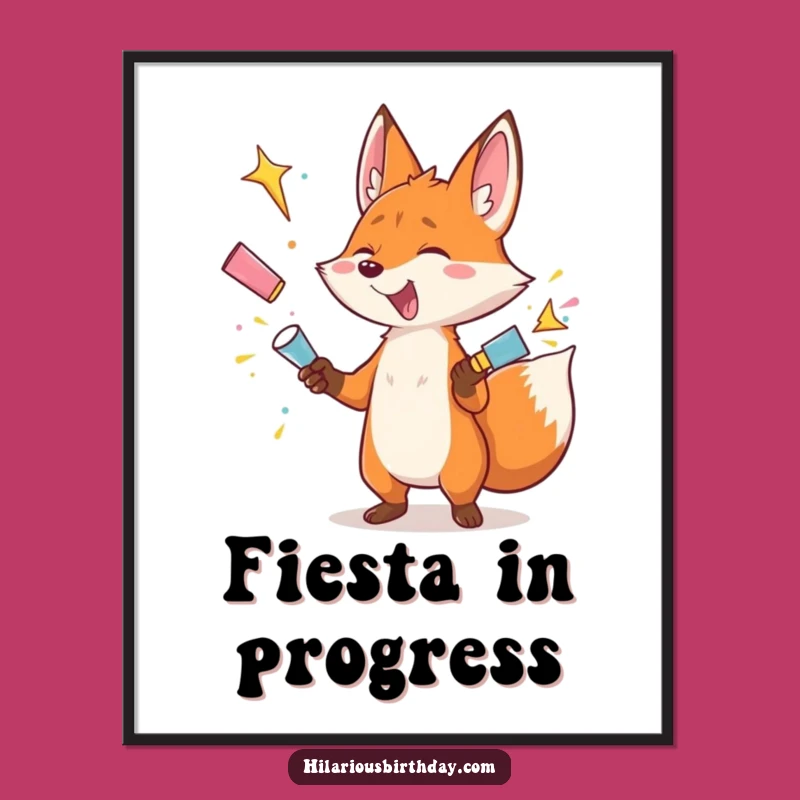 Funny Digital Art: Fox Popper Juggler Scene, Instant Humorous Party Gift