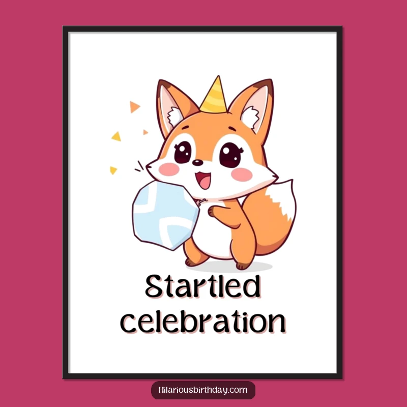 Funny Fox Party Popper Digital Art: Surprise Decor for a Hilarious Gift