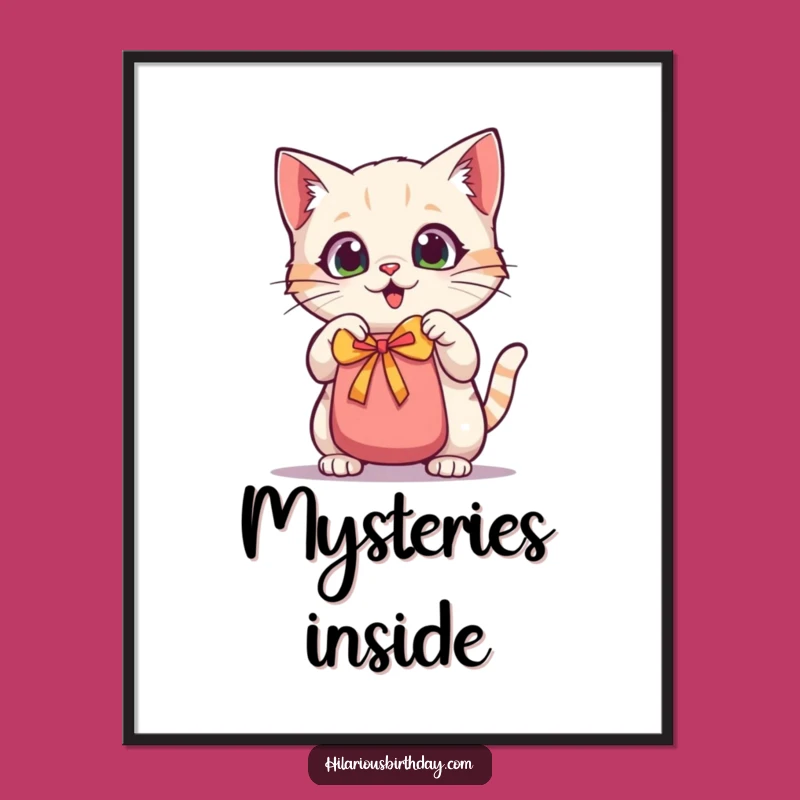 Funny Kawaii Cat Digital Art: Instant Gift Bag Excitement