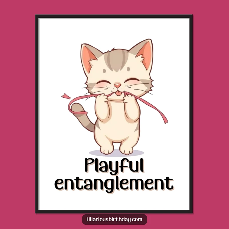 Funny Kitten Streamer Digital Art - Playful Decor, Instant Gift