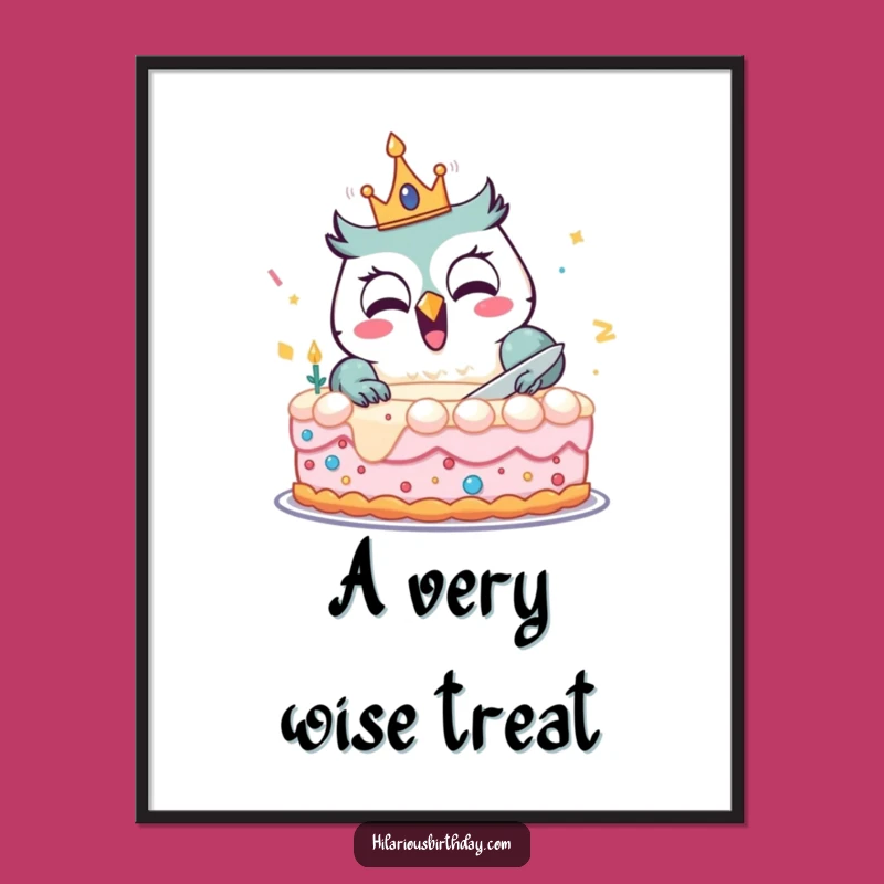 Funny Owl Birthday Digital Art: Celebration Print, Instant Joyful Decor
