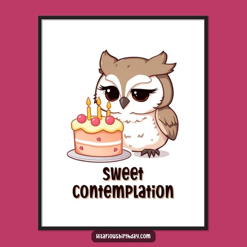 Funny Owl Cake Digital Print: Instant Whimsical Art, Perfect for Framing, A Funny Gift