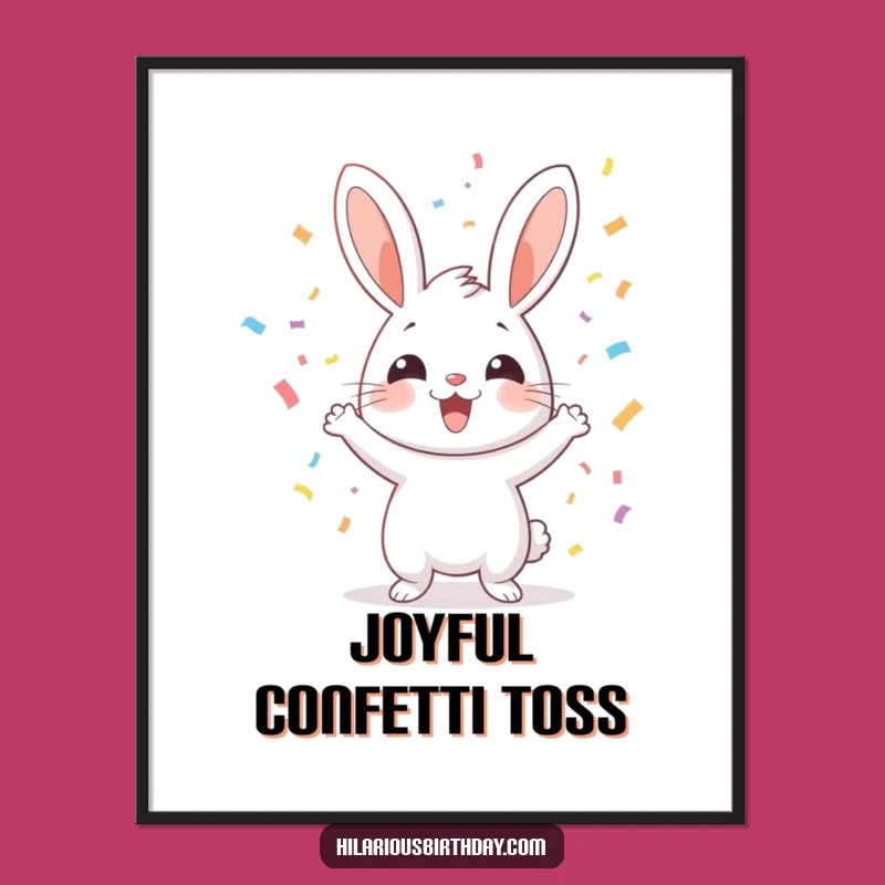 Funny Rabbit Confetti Digital Art: Cheerful Decor for a Hilarious Gift