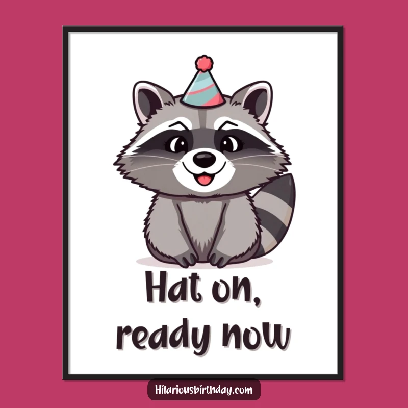 Funny Raccoon Party Digital Art: Silly Hat Download, Perfect Funny Gift!