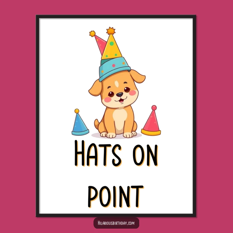 Funny Dog Party Hat Digital Art: Determined Decor for a Hilarious Gift