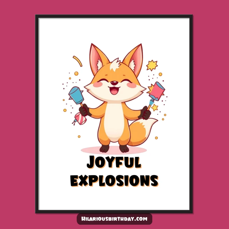 Funny Fox Popper Digital Print: Instant Energetic Art, Perfect for Framing, A Funny Gift